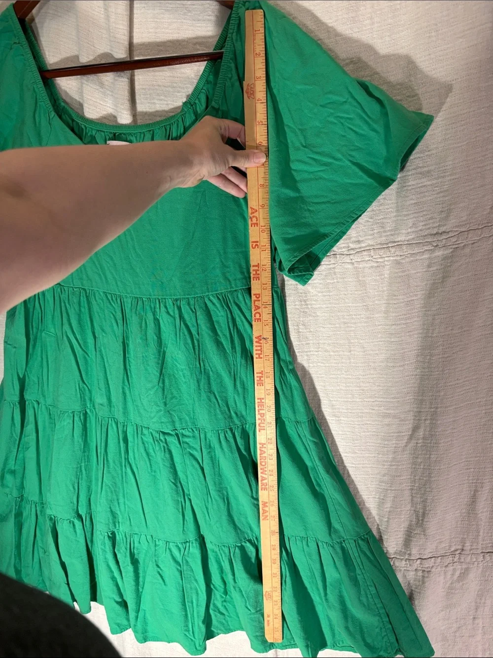 Sonoma Goods For Life Kelly Green Tiered Midi Dress XL Cotton Rayon Blend EUC - Picture 4 of 6